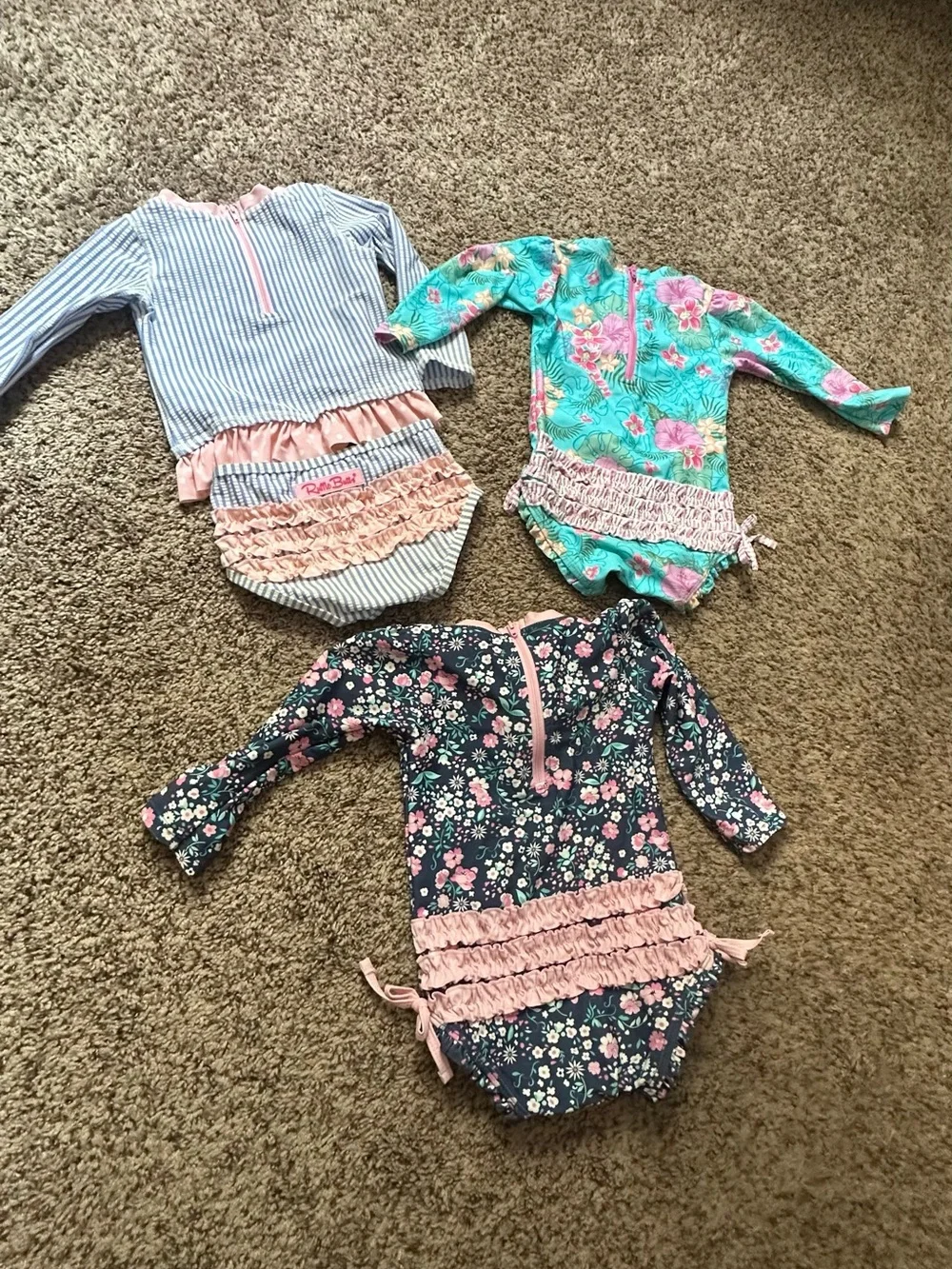 3 Ruffle Butts Long Sleeve Swim Set